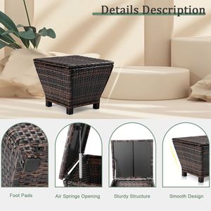 Tavolino laterale in vimini rattan con contenitore per patio, marrone, piccolo, SAME 46755449 - Product Image 5