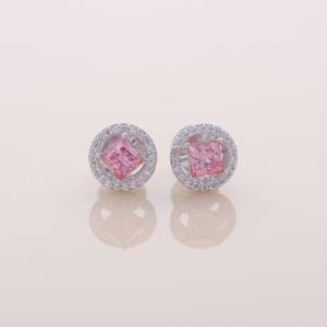 Boucles d'oreilles à halo en diamant rose de 1,51 ct cultivé en laboratoire, bijoux en argent sterling 925 massif - Product Image 2