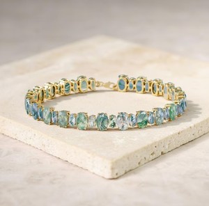 Moss Agate Stone Charm <b>Bracelet</b> Women 925 Sterling Silver Gold Plated Luxury Nature Inspired Handmade Jewelry - Product Image 4
