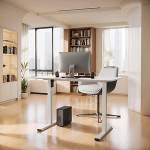 Scrivania Elettrica Regolabile in Altezza con Telaio Bianco, Postazione di Lavoro per Casa e Ufficio, Scrivania Sit-Stand - Product Image 2