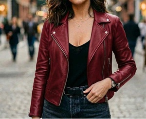 Chaqueta de Motociclista para Mujer, de Cuero Genuino, Transpirable, con Patrón a Cuadros, Estilo Bomber, para Invierno, Moda Urbana - Product Image 1