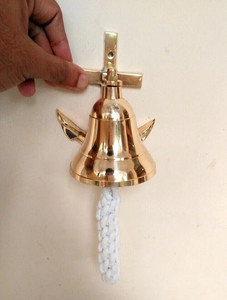 Cloche de bateau nautique en laiton de 5 pouces, cloche de bateau marine faite à la main, décoration murale côtière, décoration maritime - Product Image 4
