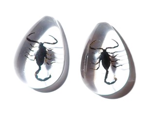 Cabochon Black Scorpion Pear Shape cut <b>top</b> 25x17 mm Clear Flat Bottom for Crafts and Jewelry Making - Product Image 3