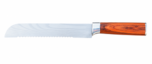 High Quality Handmade Damascus Steel Serrated Bread Chef's <b>Knife</b> PRESTIGE BLADES Ambidextrous Brushed Finish Dishwasher <b>Safe</b> - Product Image 4