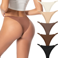 Oferta de Verano: Tangas Sexys para Mujer, Ropa Interior de Seda de Hielo, Nylon, Corte Láser, Sin Costuras, Cintura Baja