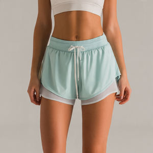 Pantalones cortos 2 en 1 para correr en verano, pantalones cortos de doble capa con cintura elástica para mujer, ropa deportiva para mujer, pantalones cortos atléticos de doble capa - Product Image 3