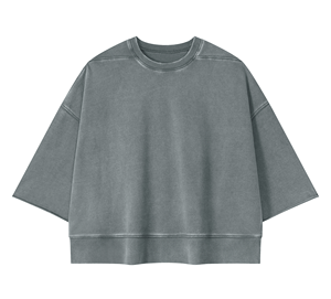 Sudadera Personalizada Extra Grande de Manga Corta y Cuello Redondo para Hombre, Estilo Vintage Lavado, Felpa Francesa, Algodón Grueso, Tallas Grandes - Product Image 1