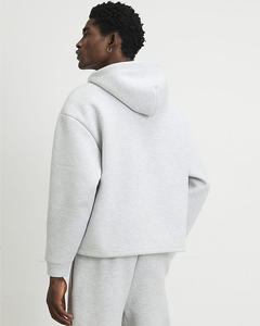 Men's Oversized Heavyweight Cotton <b>Zip</b>-Up Hoodie Drop Shoulder Relaxed Fit Blank <b>Hooded</b> Jacket - Product Image 2