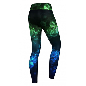 High Waisted Full Length Sublimation Yoga <b>Leggings</b> With Green Blue Dot <b>Pattern</b> Elastic Waist Seamless Spandex Polyester Pants - Product Image 6