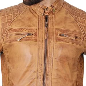 Wholesale Men's <b>Leather</b> <b>Biker</b> <b>Jacket</b> Motorcycle Riding <b>Jacket</b> Slim Fit Casual Coat Quilted Sleeve Fashion Outerwear Factory - Product Image 5