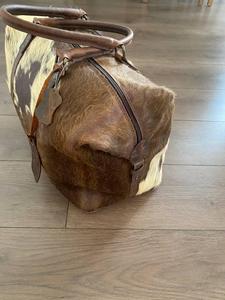 Genuine Hair-On <b>Leather</b> Fashion Zipper Closure Lightweight Travel Duffel <b>Bag</b> LHODB-0107 - Product Image 3