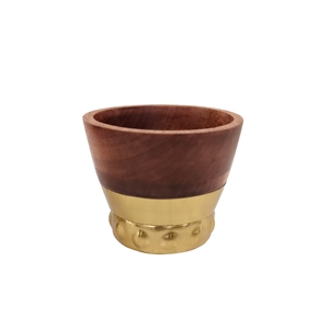 Cuenco de madera con pedestal y base de metal, borde festoneado, para servir ensalada de frutas, centro de mesa, venta al por mayor - Product Image 6