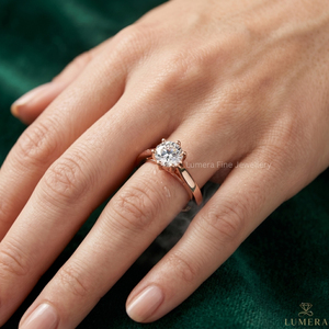 Anillo de Compromiso con Diamante Solitario de Corte Redondo Certificado por IGI, Oro Rosa de 9K, 10K, 14K, 18K, Anillo de Novia Clásico para Mujer - Product Image 5