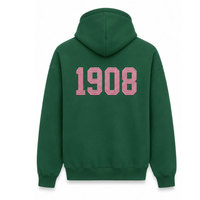 Sweat-shirt d'hiver mignon pour sororité, rose et vert, brodé numériquement, perlé, en polaire, coupe oversize, écologique, Alpha Kappa Alpha