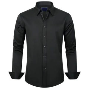 Camisas de Vestir Clásicas para Hombre, con Botones, de Sarga Sólida, Transpirables, Antiarrugas, 100% Algodón, Hechas en Pakistán, Colores Personalizados, OEM, Estilo Urbano - Product Image 1
