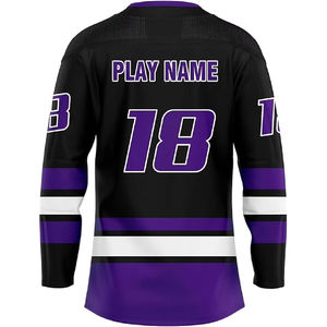 Maillot de hockey sur glace vierge noir uni de qualité supérieure, service OEM, pour équipe de hockey, avec impression et numérotation personnalisées - Product Image 4