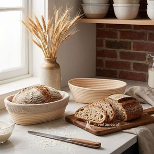 Oval Rattan Banneton Bread Proofing Basket <b>Set</b>, <b>Hand</b>-Woven Wicker Sourdough Dough Rising Bowl with Washable Linen Liner - Product Image 4