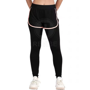 Leggings de yoga 2-en-1 en polyester et coton tricoté, respirants, taille mi-haute, design personnalisé, style unique et couleurs et tailles sur mesure - Product Image 5