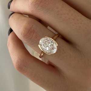 Magnifique bague de luxe en diamant taille ovale 3,01 carats cultivé en laboratoire avec or massif 18 carats, bijou de promesse raffiné, cadeau pour petite amie - Product Image 1