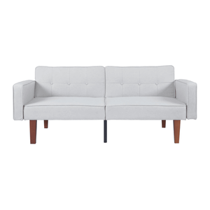 Modern Cotton Fabric Futon <b>Sofa</b> with Adjustable Reclining <b>Wood</b> Metal Legs Compact Tufted Backrest for Living Room - Product Image 3