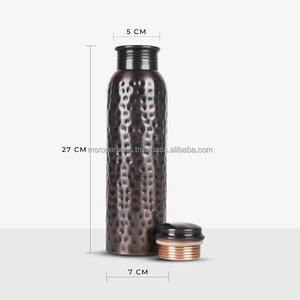 Pure Copper <b>Water</b> <b>Bottle</b> for Sale with <b>Black</b> Finish Leakproof Ayurvedic Metal Drinkware - Product Image 1