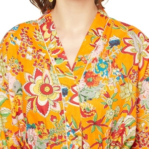 Vintage Eco-Friendly Breathable Cotton Kimono Bathrobe Valentine's Day Gift Bird Turkish Cardigan Nightwear Dressing Gown - Product Image 3