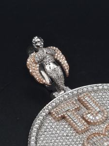 Custom Round Brilliant Cut Moissanite Pendant Necklace Iced Angel Design Gold <b>Silver</b> 925 Sterling <b>Silver</b> Hip Hop Unisex Jewelry - Product Image 3