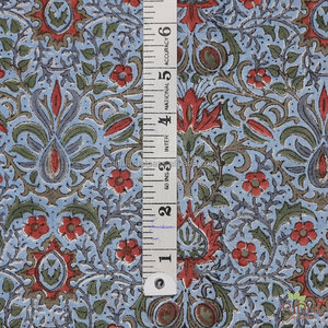 Bloque de mano indio impreso 100% algodón Fuerza Aérea azul verde sangría tela roja de tela India tela por yarda - Product Image 2