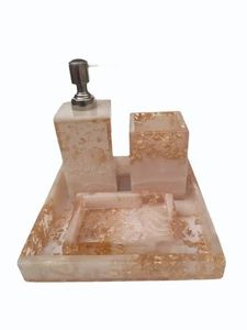 Natural Agate Stone Pattern Resin Bathroom Set Soap Dispenser Tissue <b>Box</b> Toothbrush Holder Soap <b>Vanity</b> Tray Washroom Accessory - Product Image 3