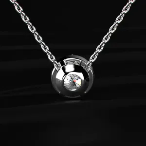 Pendentif solitaire élégant à taille ronde, serti clos, en diamant CVD de laboratoire, couleur D-E, clarté VVS-VS, certifié IGI, provenant d'un fournisseur indien. - Product Image 5