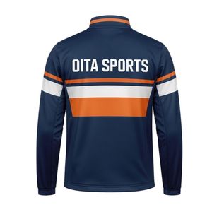 <b>Men</b> Navy Orange Hockey Activewear <b>Jacket</b> Polyester Sports <b>Jacket</b> Athletic Training Wear Team Apparel Outdoor Game Clothing - Product Image 2