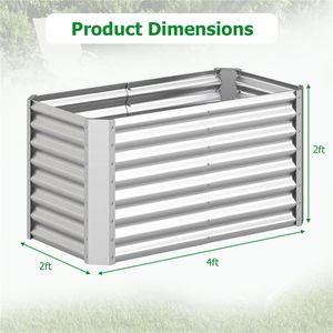 Bac de Jardin Surélevé en Acier Galvanisé 4 x 2 x 2 pieds, Jardinière Extérieure en Fer pour Légumes, Herbes et Fleurs, Dimensions en cm - Product Image 4