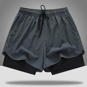 Men's High Street Double <b>Layer</b> Breathable Eco-Friendly Polyester/Mesh Fitness Gym Training Sports Shorts Quick Dry Workout - Product Image 1