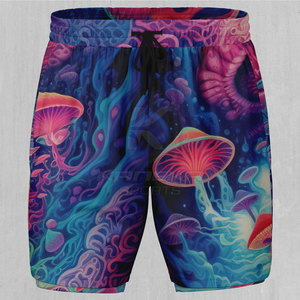 Shorts personnalisés à taille mi-haute en sublimation 100 % coton, séchage rapide, écologiques, service OEM, entraînement décontracté, fermeture à cordon - Product Image 5