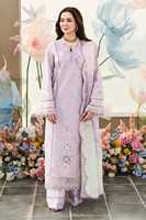 Ensemble Salwar Kameez Lavande pour Femme, en Coton Brodé, Coupe Ample Traditionnelle, Longueur Ras du Sol, Tenue Décontractée Style Inde Pakistan