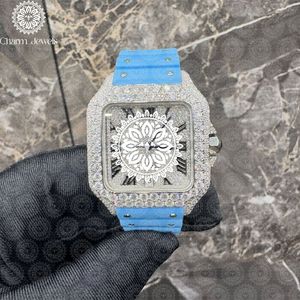 Reloj de Lujo Charm Jewells con Caja de Acero Inoxidable, Esfera Azul, Correa de Silicona, Movimiento Mecánico Analógico, Luminoso, 40mm, 10 Bar - Product Image 1
