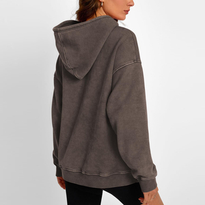 Sudadera con capucha de forro polar para mujer, diseño personalizado con logotipo, talla grande, lavado ácido, la más vendida para invierno - Product Image 1