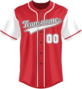Maillot de baseball/softball brodé personnalisé avec boutons pour homme, design sur mesure, nom et numéros d'équipe sur le devant, 100 % polyester - Product Image 3