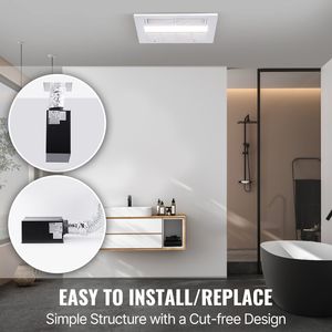 Ventilatore da Bagno ad Alta Efficienza 1500W con Ventilazione 110 CFM, Bassa Rumorosità 1.5sones, Risparmio Energetico, Riscaldamento 110V - Product Image 6