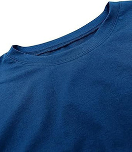 T-shirt en coton bleu roi pour homme, manches courtes, col rond, coupe classique, décontracté, couleur unie, jersey tricoté, teint uni - Product Image 5