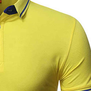 Polo de Manga Corta para Hombre, Color Amarillo Sólido, Corte Regular, Tejido de Punto Informal, Diseño con Botones - Product Image 4
