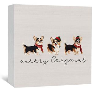 Insegne in Legno 'Merry Corgmas' Decorazioni Natalizie a Forma di Cane Corgi per Casa, Ufficio, Scrivania, Mensola, Tavolo Set di 5 Scatole in Legno Natalizie - Product Image 1