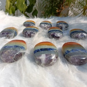 Piedra de Palma de siete chakras de alta calidad para energía curativa y decoración del hogar Reiki Healing Chakra Palm Stone cristales de energía - Product Image 5