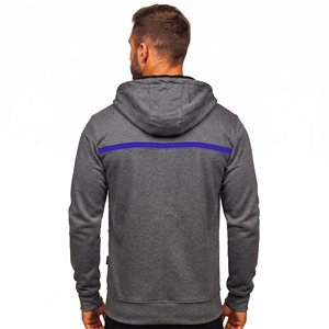 Racing Hoodie Men's Hooded <b>Zip</b>-<b>Up</b> Sweatshirt Gray Red <b>White</b> Stripe Casual French Terry Regular Fit Autumn Wear - Product Image 4