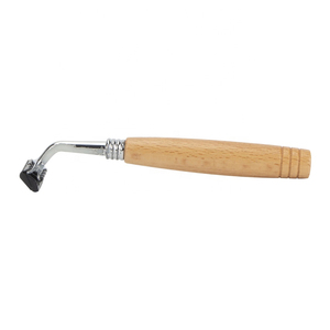 Professional <b>Single</b> <b>Blade</b> Shaving <b>Razor</b> Stainless Steel <b>Blade</b> Wooden Handle Reusable Personal Grooming Tool barber Wholesale - Product Image 1