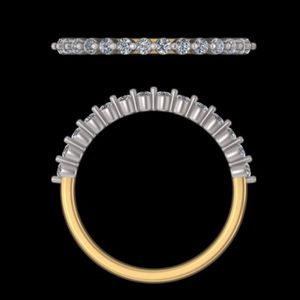 Anillo de Boda de Semieternidad con Diamantes Redondos, Oro Sólido, Engaste Compartido, Anillo de Aniversario Hecho a Mano, Joyería Nupcial Apilable, Regalo - Product Image 1