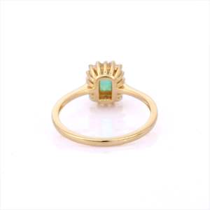 14K Solid <b>Gold</b> Emerald Diamond Statement <b>Ring</b> with Natural Stone - Product Image 4