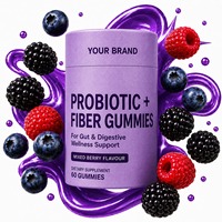 Gomitas Probióticas con Fibra Vegetariana, Sin Gluten, Sin Gelatina, Sin OMG, Marca Privada OEM, para el Apoyo al Bienestar Digestivo Intestinal