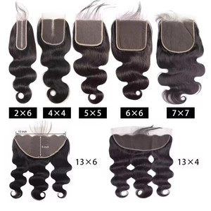 100% Virgen Remy Cabello humano Hueso Recto Onda natural para cierre Cabello 13by4 - Product Image 6