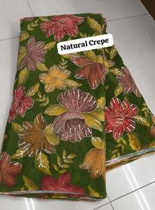 ผ้าไหมพิมพ์ลายครีปธรรมชาติแท้ คอลเลคชั่นผ้าไหมครีปหรูหราพิมพ์ลายความละเอียดสูง สีโคบอลล์เข้ม - Product Image 3
